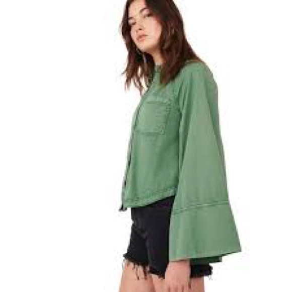 Free People-We The Free “Milano Button Front Shirt - Backwater (Size:Small) - Picture 3 of 5